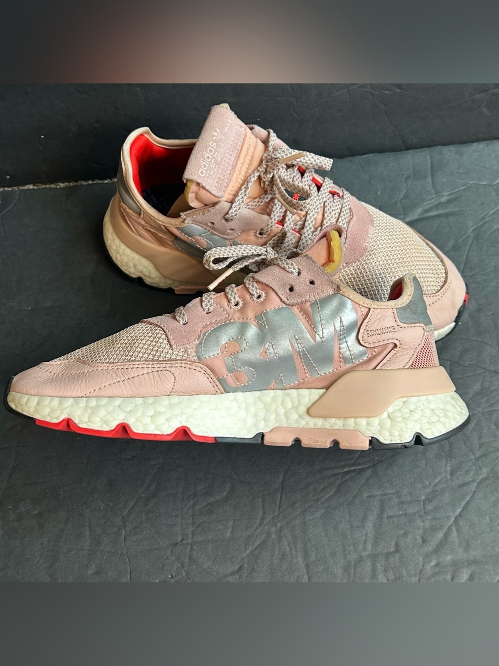 Adidas Nite Jogger EE5915 Women’s Sz 9 Pink 3M Collab Athletic Sneakers Shoes.